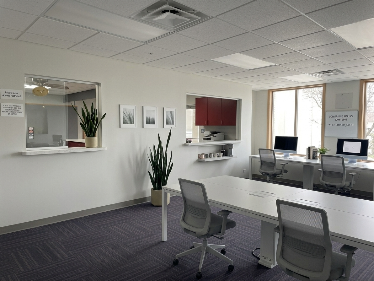 Illinois Offices - Rollins Professional Building, Hot desk in open space, Round Lake Beach