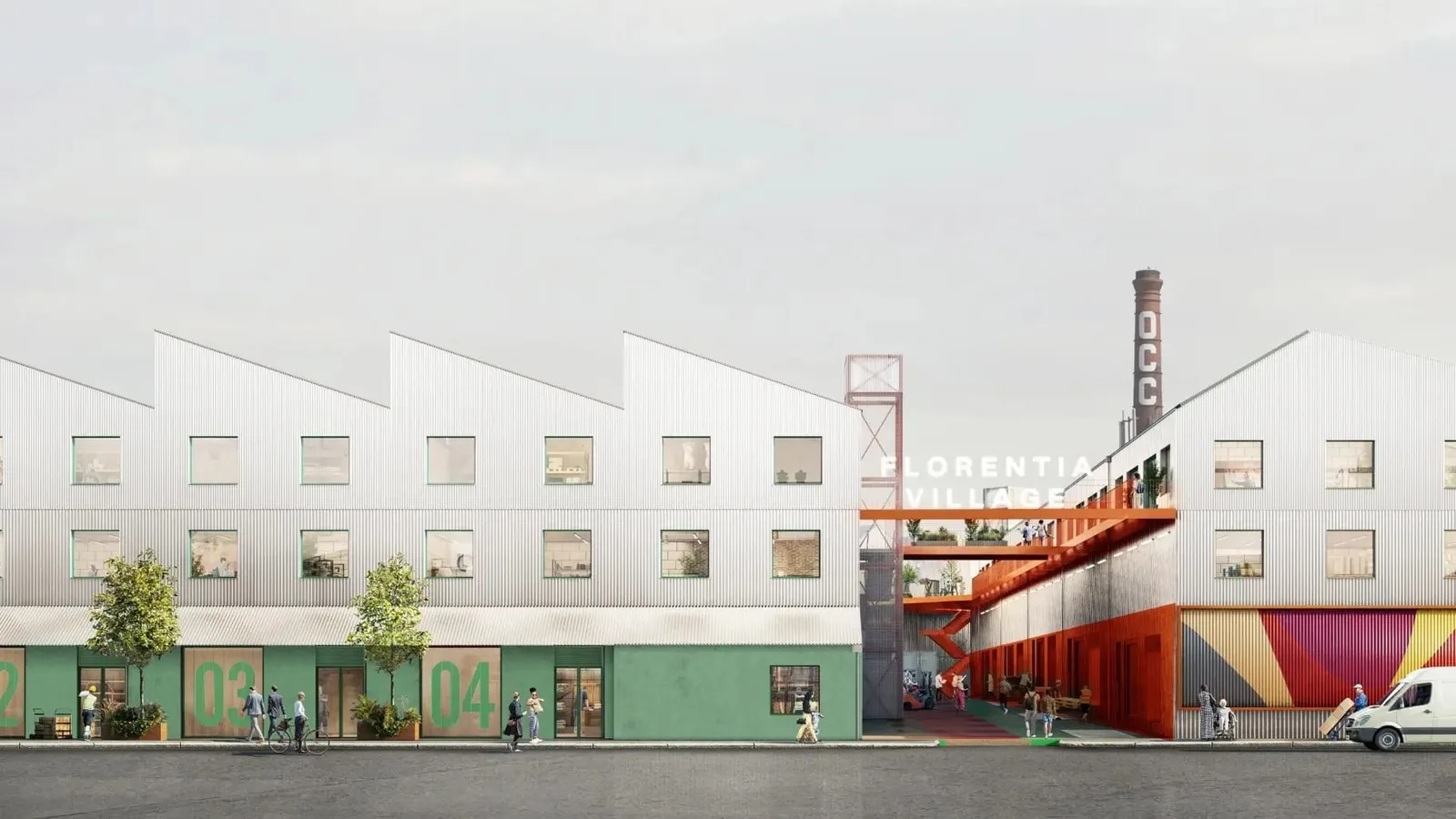 Florentia Village, Building facade, London