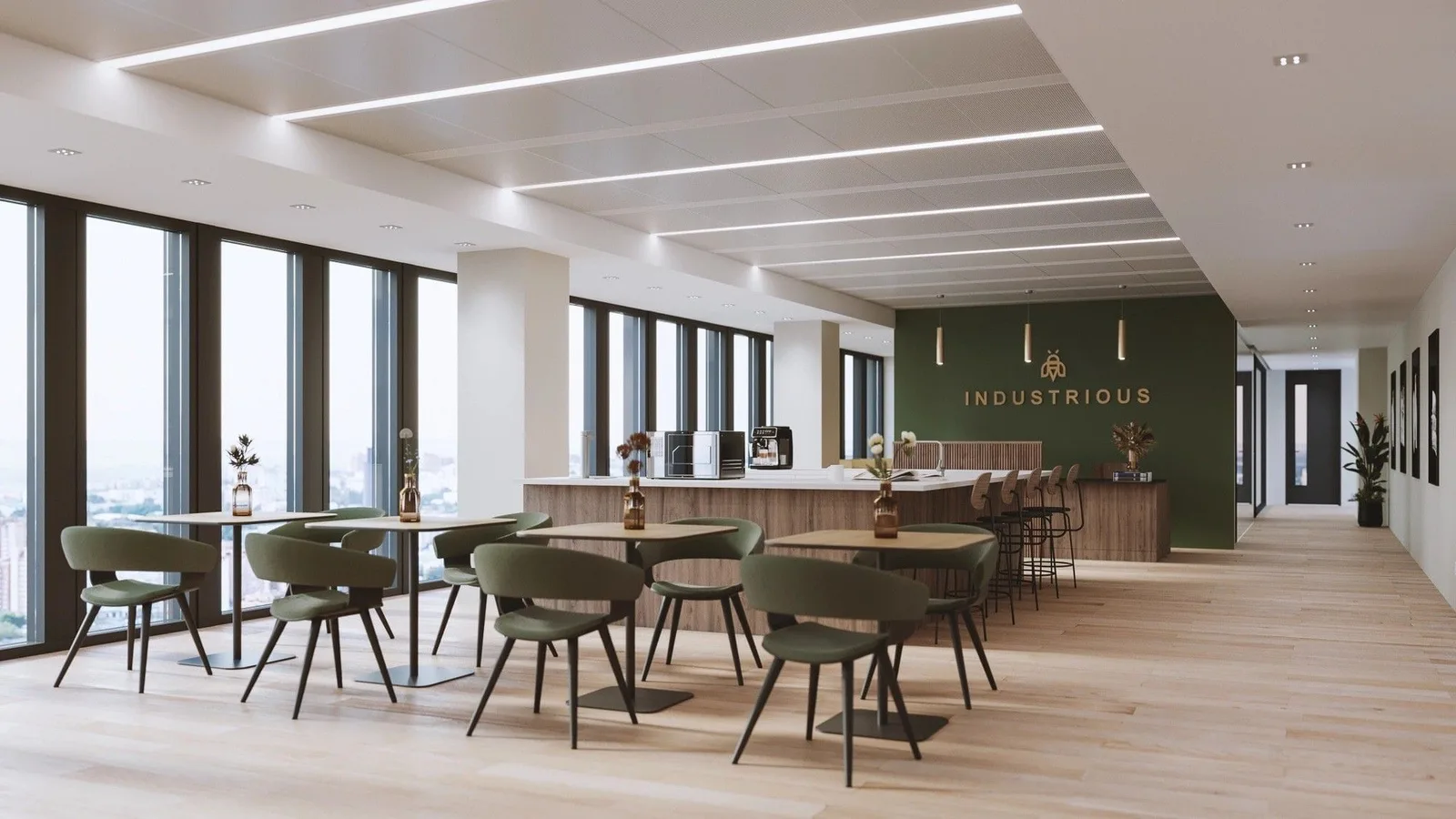 Industrious Global Tower, Cafeteria, Frankfurt am Main